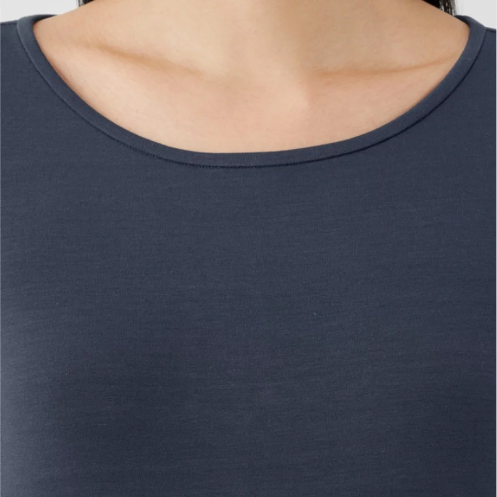 Eileen Fisher Blue Sheath Dress Long Sleeve Crew Neck Slim Fit Dress - Picture 4 of 8